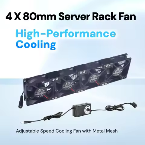 4-Pack 80mm X 25mm High-Speed Cooling Fans with Speed Controller – 4200RPM, 43.3CFM for Server/PC/Am
