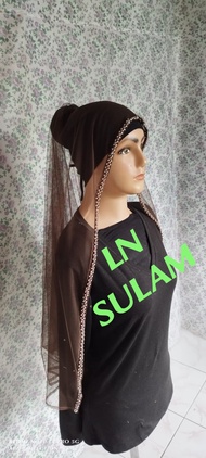 Slayer selendang pengantin Mutiara jilbab veil sunting pelaminan mua wedding aksesoris fashion muslimah Hijab manten kerudung berkualtas terbaru bride untuk gaun wedding pengantin fashion ibu besan dan tunangan nikahan souvenir LN SULAM COLLECTION