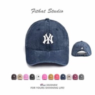 topi lelaki topi topi perempuan Ny Star Same Style Embroidered Washed Denim Hat Unisex Baseball Cap 