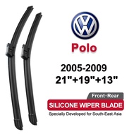(Front+Rear 3pcs)silicone car wiper for VW Volkswagen Polo 2005-2009(9N3/9N4)2008 2007 2006 Windshie