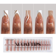 BTArtbox French Tip Press on Nails - 5 Styles XCOATTIPS Short Coffin Nails, Pre-Designed Swirl Soft 