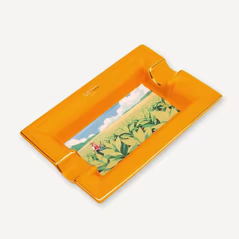 European Style Ceramic Cigar Ashtray Set with Large Capacity Wide Mouth Slots in a Decorative Box fo