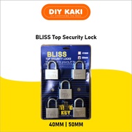 [5 PCS] BLISS Chrome Padlock | Short Shackle | Heavy Duty | Manga Pintu | 40MM 50MM