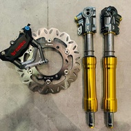 NVX155 NVX USD FORK SET WITH CALIPER ORIGINAL M3 K5 BLACK RED LOGO 100% PLUG N PLAY ONLY Front Fork