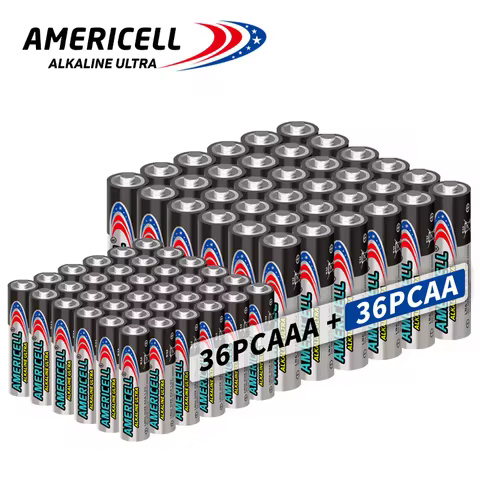 AAA+AA 72/48/24/6pcs Combo Battery, AMERICELL 1.5V Alkaline Cells, Ideal for Keyboards, Clocks, Remo