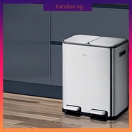 tiandao.sg Dustbin Dry Wet Separation Dustbin With Lid Pedal Large Dustbin Stainless Steel Household