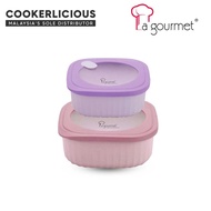 La gourmet Snack N’ Sip 2 Pieces Square Container Set 1400ml + 450ml