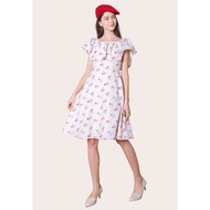 Lzzie Emily in Paris Paris Florals Off Shoulder Dress - Pink and Black