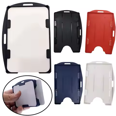 Practical Hard PLastic Badge Work ID Card Holder Protector Cover Case Double Sided ID Card Transpare