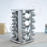 Countertop Revolving Spice Rack, 16-Jars Stainless Steel Spice Rack Organizer, Round Carousel Spice 