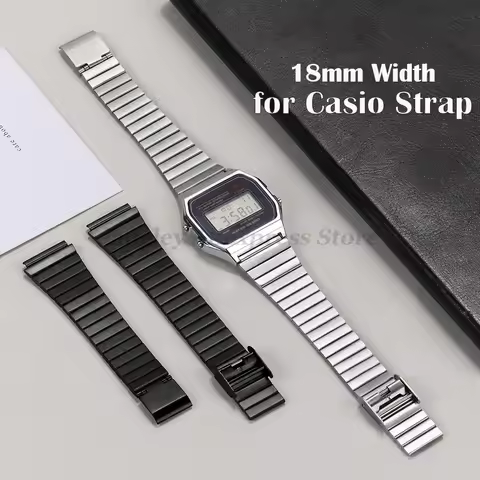 18mm for Casio F-91W Stainless Steel Watchband for SGW400 F91W F84 F105/108/A158W/168 AE1200/1300 Vi