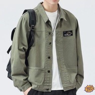 ❋Ready Stock❋ korean style jaket jeans lelaki Autumn New Men's Jeans Spring and Autumn Cotton Loose Tooling Denim Top Casual Jacket Men's Jacket