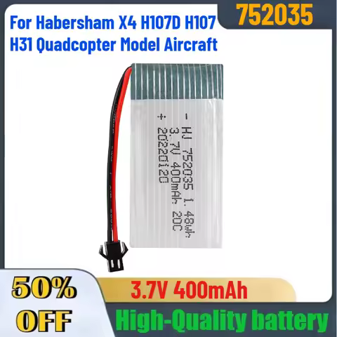 752035 3.7V 400mAh 20C high rate LIPO Batteries for Habersham X4 H107D H107 H31 Quadcopter Model Air