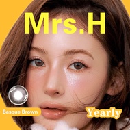 [0.00-8.00] Mrs.H Contact Lens 0.00-8.00 Basque PInk Color Lenses 14.2 MM Yearly 40% Water 2 Pcs   F