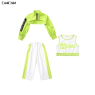 New store opening 50% discount for only three daysGirls Hip Hop Crop Jacket Solid Cargo Pants Dress