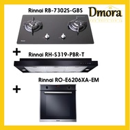 [Special Bundle Deal] Rinnai Hob (RB-7302S-GBS) + Hood (RH-S319-PBR-T) + Oven (RO-E6206XA-EM)