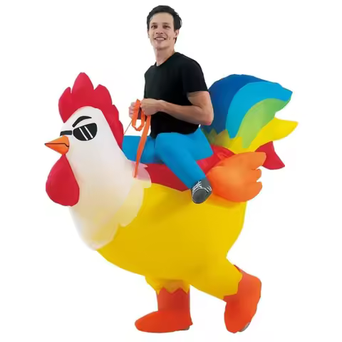 Chicken Costume Adult Inflatable Costume Ride On Blow Up Rooster Animal Suit Funny Halloween Thanksg