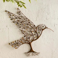 Wall Decoration Metal Silhouette Leaf Bird Hummingbird and Branch Metal Wall Art Imitate The Color o