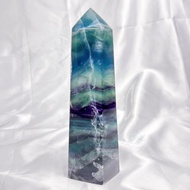 螢石柱 海洋 山形千層 閃電紋 帶彩虹光 藍螢石 紫螢石