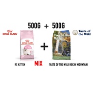 BREEDER CHOICE KITTEN MIX FORMULA MIX KIBBLES RC KITTEN & TASTE OF THE WILD ROCKY MOUNTAIN 1KG REPAC