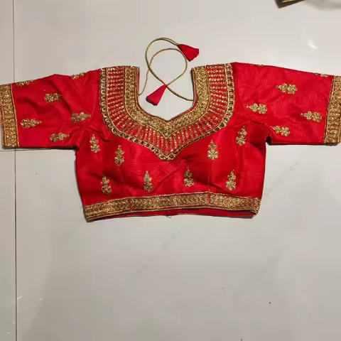 Traditional Indian Clothing Sari Tops Women Blouse Summer Gold Thread Embroidery Pakistani Clothes S