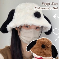 Furry Cute Dog Ears Bucket Hats - Fluffy Puppy Panama Cap - Autumn Winter Fisherman Hat - Thicked Wa