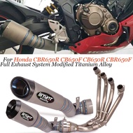 Motorcycle GP Full Exhaust System Modified Titanium Alloy Escape Slip-On For Honda CBR650R CB650F CB650R CBR650F With Mu