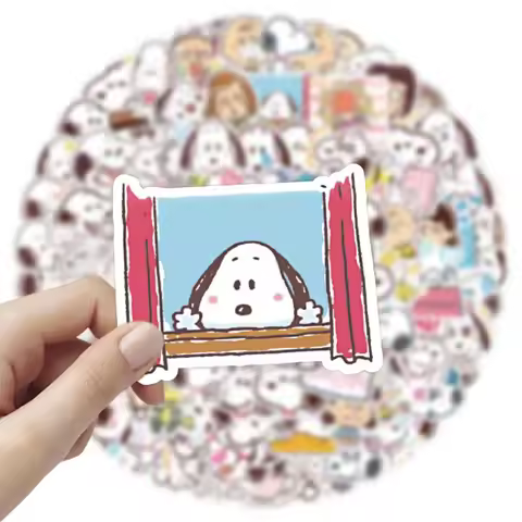 60pcs Snoopy Handmade Account Stickers DIY Cartoon Cute and Fun Decoration Stickers