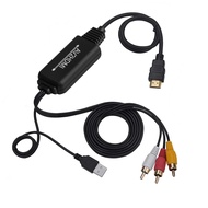 RCA to HDMI Converter, AV to HDMI Converter Cable Cord, 3RCA CVBS Composite Audio Video to 1080P HDM