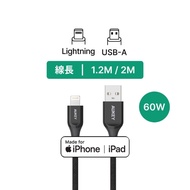 1件折$50、2件折$120｜AUKEY USB-A to Lightning MFi認證 1.2/2M 充電線 (CB-AKL1／CB-AKL2)