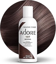 Adore Semi Permanent Hair Color - Vegan and Cruelty-Free Brown Hair Dye - 4 Fl Oz - 107 Mocha (Pack 