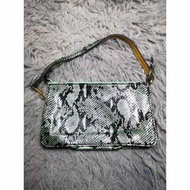 Black Snake Leather Baguette Bag