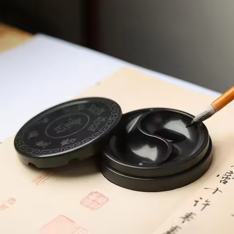 Ink Stone Calligraphy Inkstone Japanese Chinese Black Supplies Ink Tray Ink Stack Blackcup Dipper Pr
