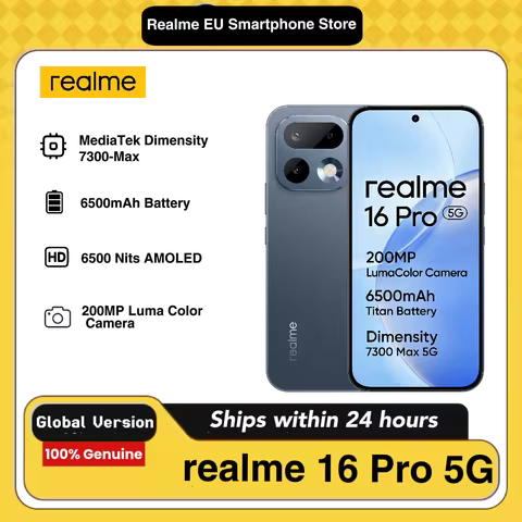 realme 16 Pro 5G Smartphone, 8GB+256/512GB, AMOLED Display 144Hz 6.78", 6500mAh Battery, 200MP OIS C