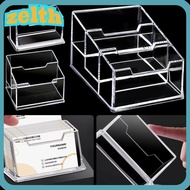 ZELTH 1Pcs Bussiness Card Holder, 1/2/3 Grids  Transparent Business Card Box,  Acrylic Plastic Schoo