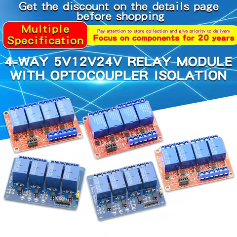 1PCS DC 5V 12V 24V 4 Channel Optocoupler Relay 4 Way Relay Module With Optocoupler Output Low/High L