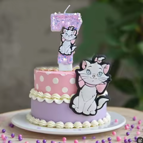 Marie Cat Candle Cartoon 0-9 Number Cake Candle Decorating Kid Baby Shower Birthday Party Plug-in Ca