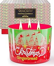 96NORTH Luxury Christmas Candle Gingerbread Scented | Large 3-Wick Jar Candle | Up to 40 Hours Burni