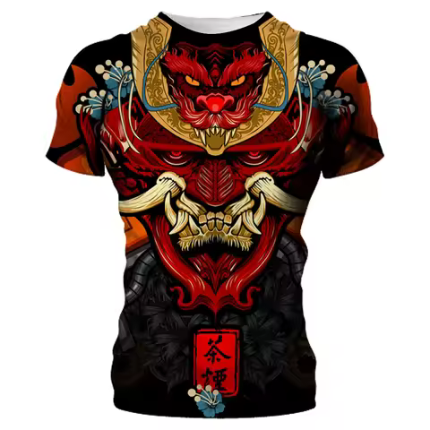 Summer Fashion Cool Samurai Mask graphic t shirts Men Personality harajuku streetwear 3D Printed O-n