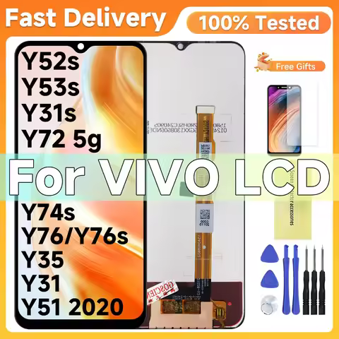 Tested 6.58" For VIVO Y52s Y53s Y31s Y72 5g Y74s Y76 Y76s Y35 Y31 Y51 2020 LCD Display Touch Screen 