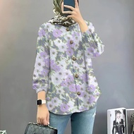 Floral T-Shirt, Muslimah Style, Women's Blouse, Elegant, Large Size, Long Sleeve, Trendy Muslimah Cl