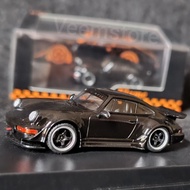 Die Cast 1:64 Porsche RWB 964 Big Ducktail [Flame] Glossy Black