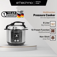 eTechno 10 in 1 Smart Multi Pressure Cooker & Rice Cooker Pressure Cooker 6L