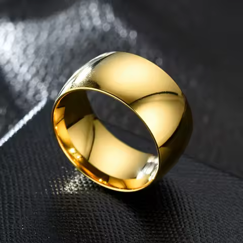 12mm Naver Fade Classic Wedding Rings Gold Color Ring Stainless Steel Rings For Men And Women Jewelr