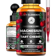 Liquid Magnesium Glycinate 420 Mg with Natural Tart Cherry Extract | Magnesium Glycinate Drops Suppl
