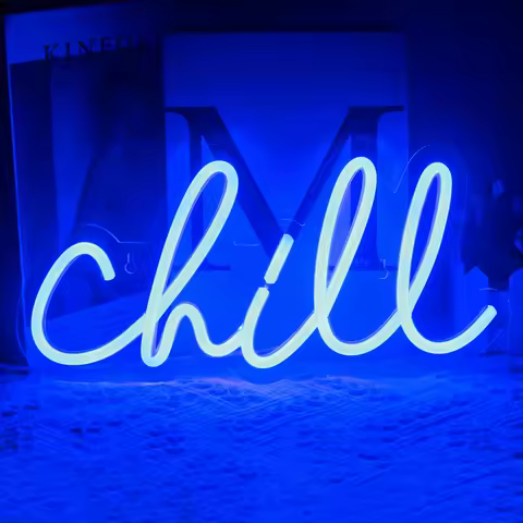 Chill Neon Sign Letter Blue Led Lights USB Powered Home Room Decoartion For Bedroom Bar Shop Birthda