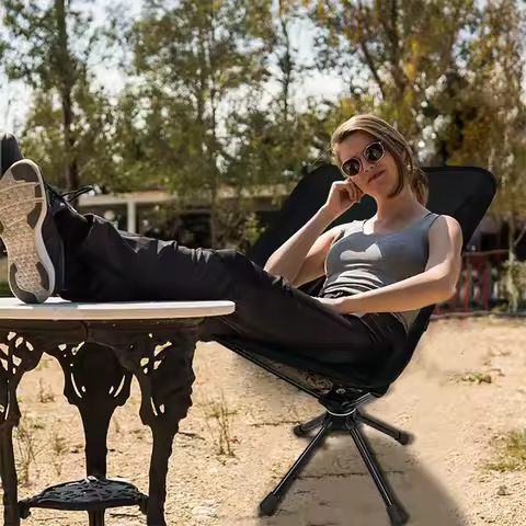 A29Z-Swivel Chair Camping Portable Folding Chair 360 Rotating With Carry Bag For Outdoor Camp Travel