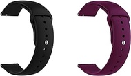 Quick Release Watch Band Compatible With Citizen CZ Smart PQ2 Sport Silicone Watch Strap with Button Lock, Pack of 2 (Black and Purple)