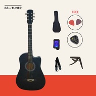 Wooden Body Acoustic Guitar for Beginner / Gitar Akustik 38"