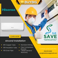 ️Hisense Aircond Installation 1HP/1.5HP/2HP/2.5HP Inverter R32 Air Conditioner(AN09CBG/AN10DBG/AI10KAGS/AI10TUGS)